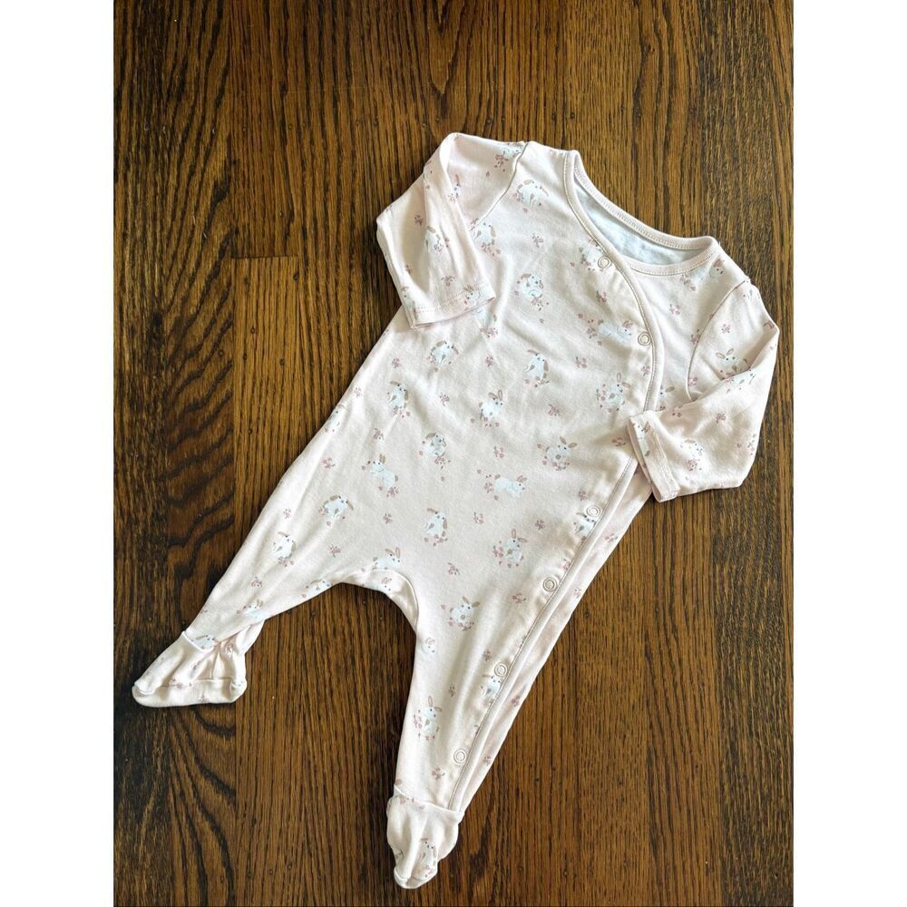 H&M Baby Girl 0-3 Mos Softest Pink Organic Bunny Print Bodysuit 5/$25 - Picture 2 of 5
